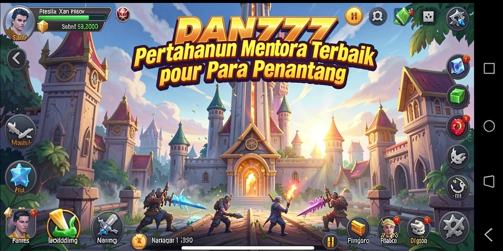 Screenshot gameplay mencolok dari DAN777 dalam aksi Tower Defense.
