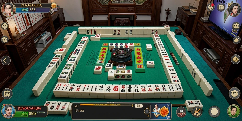 Screenshot gameplay DEWAGARUDA menampilkan serunya permainan Mahjong.