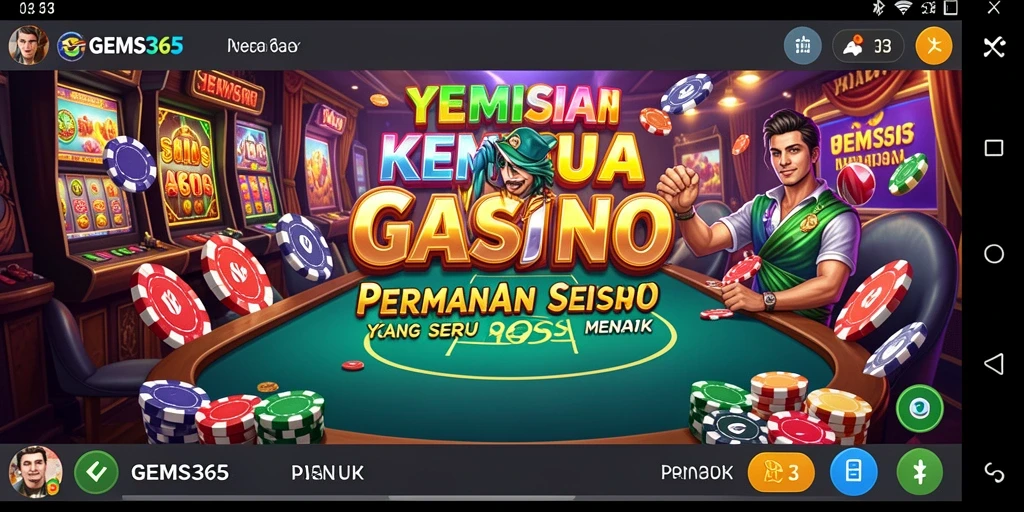 Tampilan gameplay seru di GEMS365 dengan beragam permainan kasino.