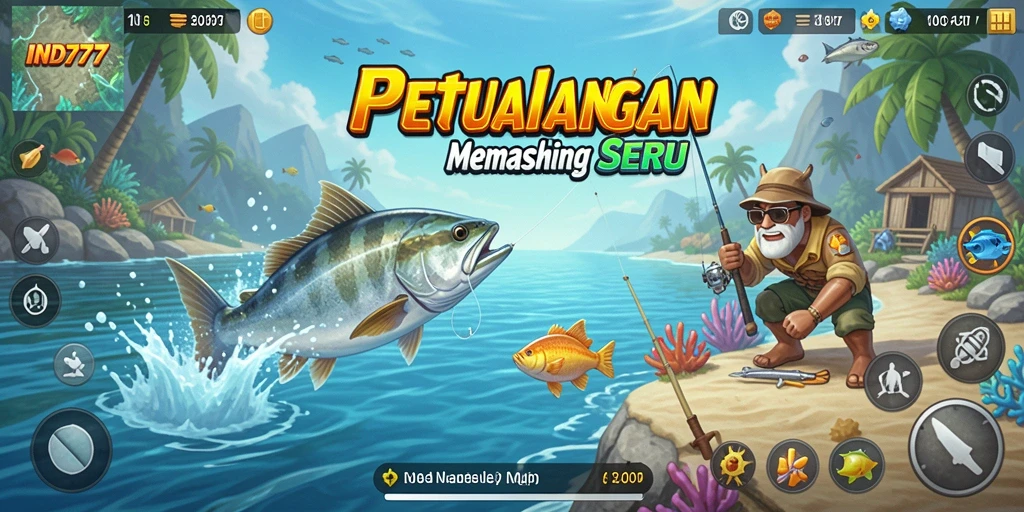Tampilan gameplay mengasyikan dari IND777 saat menangkap ikan.