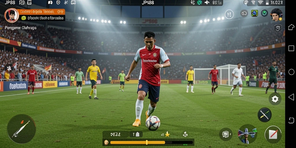 Screenshot gameplay JPS88 menampilkan aksi seru pertandingan sepak bola.