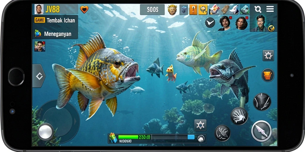 Tampilan gameplay JV88 yang seru saat menembak ikan.