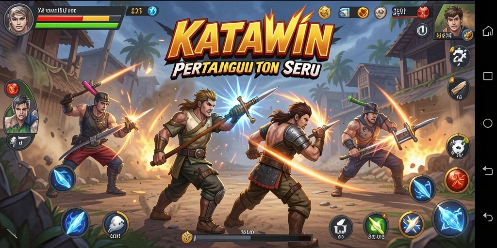Screenshot gameplay KATAWIN menampilkan aksi pertarungan yang mendebarkan.