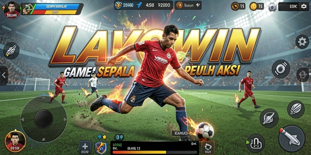 Tampilan gameplay LAVOWIN yang dinamis dan seru di lapangan sepak bola.