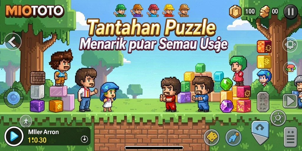 Screenshot gameplay MIOTOTO menampilkan tantangan puzzle yang beragam.