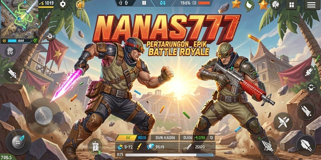 Screenshot NANAS777 menunjukkan aksi seru dalam pertempuran Battle Royale.