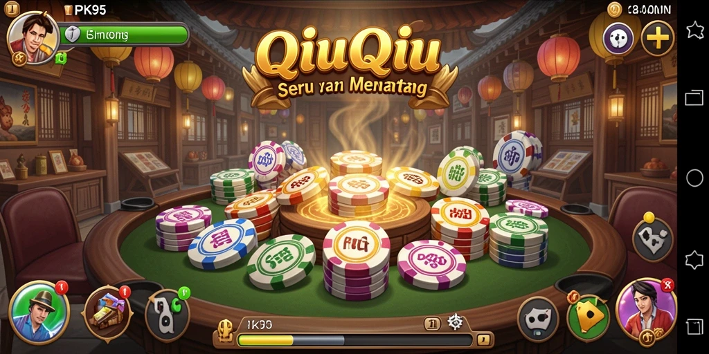 Screenshot utama PK95 memperlihatkan momen intens permainan QiuQiu.
