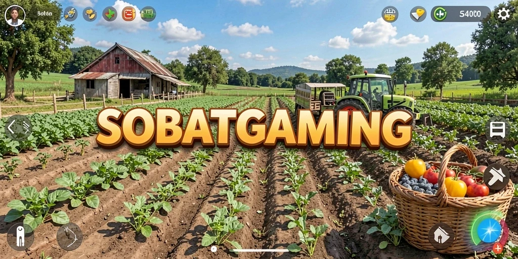 Tangkapan layar utama SOBATGAMING menunjukkan pengalaman gameplay bertani.