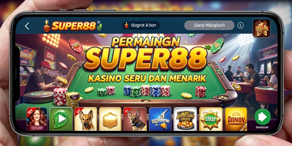 Tampilan screenshot utama SUPER88 dengan aksi gameplay kasino yang mendebarkan.