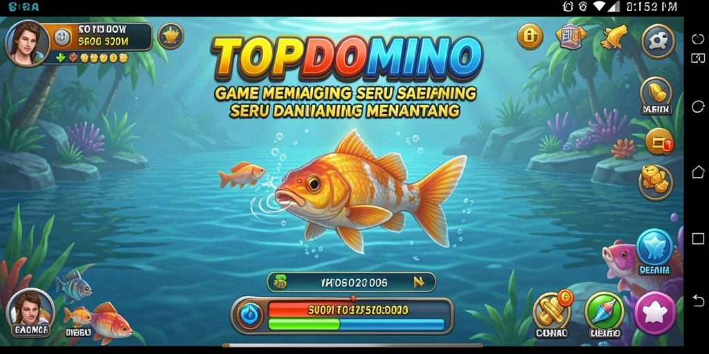 Tampilan gameplay seru dalam memancing di TOPDOMINO.