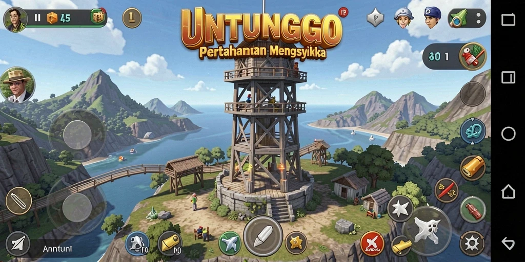 Tampilan mendebarkan dari gameplay UNTUNGGO Tower Defense.